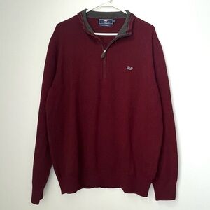 Vineyard Vines Half Zip Pullover Cashmere Cotton Sweater Mens Large Brick Red